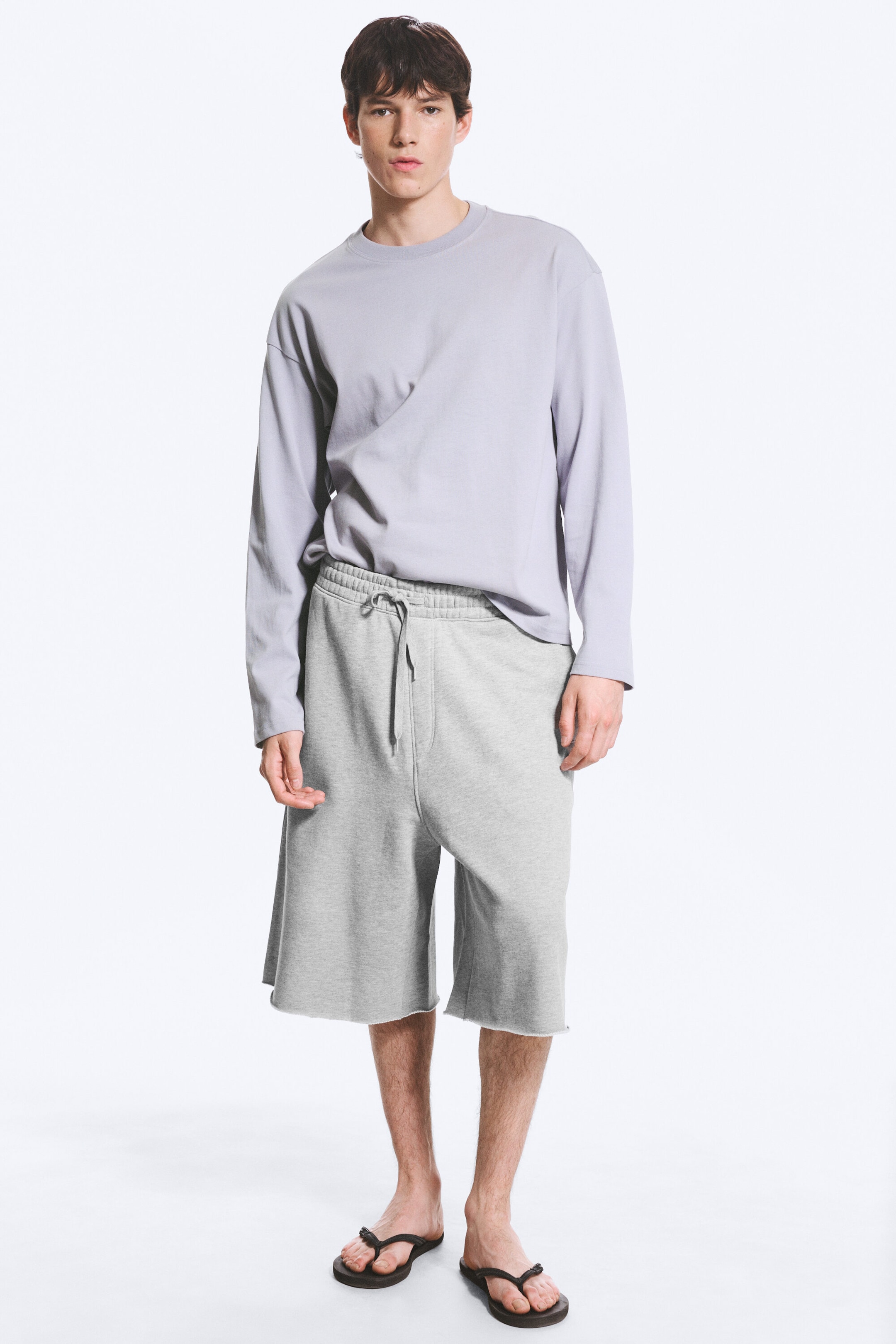 Hellgrau meliert - Weite Jersey-Skater-Shorts - 1