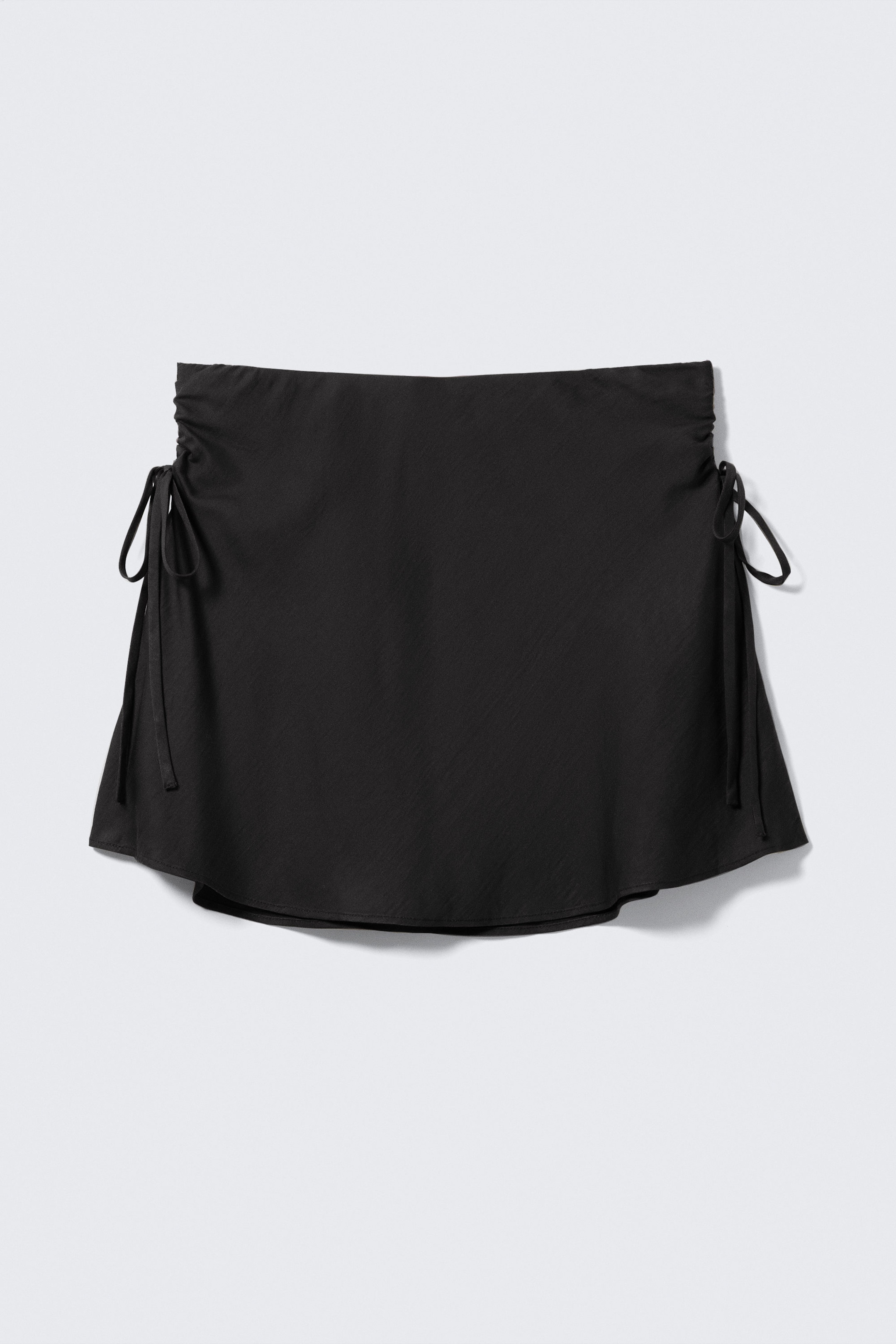 Black - Ruched Drawstring Mini Skirt - 1