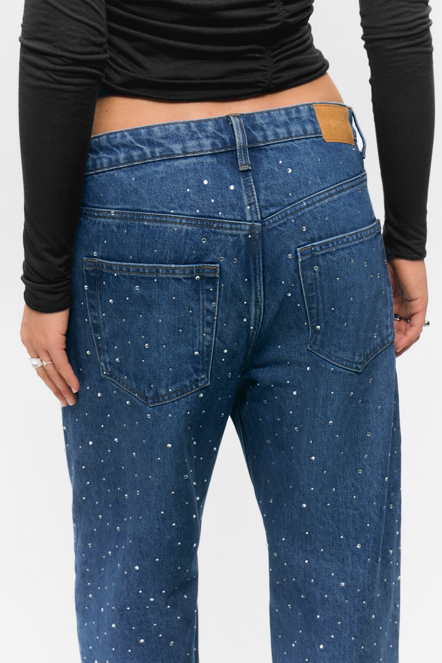 Missy Embellished Low Rise Straight Leg Jeans - Embellished Blue - Dark Blue - 6