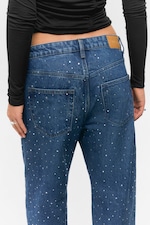 Embellished Blue - Dark Blue - Missy Embellished Low Rise Straight Leg Jeans - 3