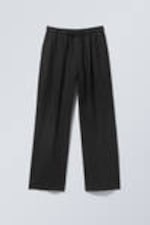 Schwarz - Locker geschnittene Leinenhose mit geradem Bein - 4