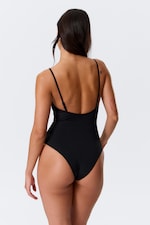 Black - Square-Neck Swimsuit - 2