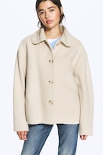 Dusty Cream - Boxy jakke i ullblanding med knapper - 1