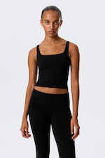 Zwart - Cropped sporttop - 0