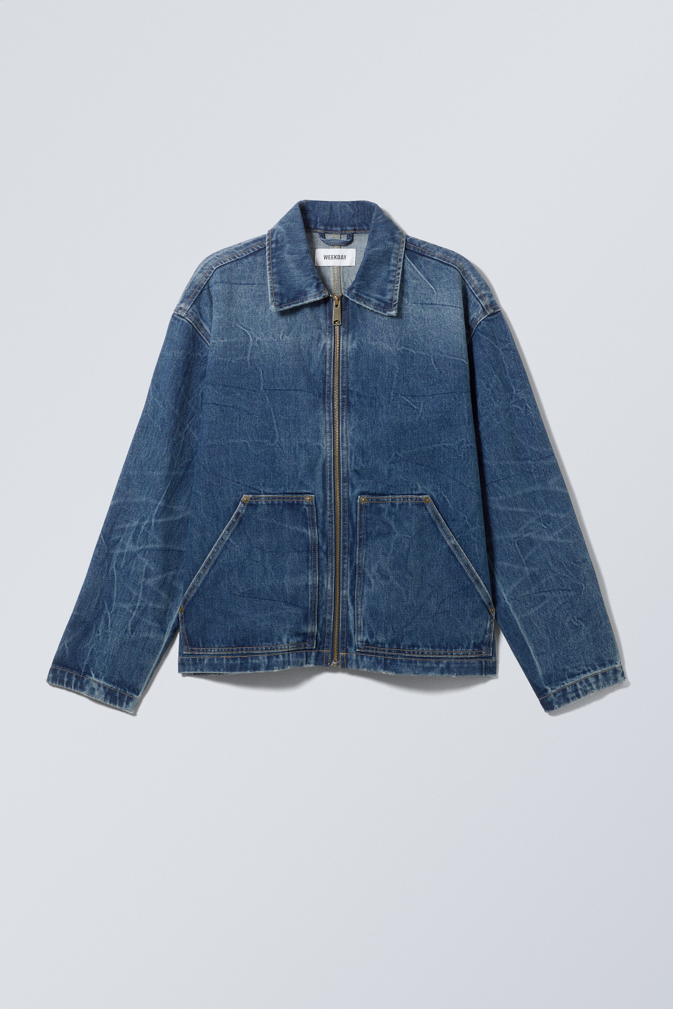 Blå æra - Løs workwear-jakke i denim - 0