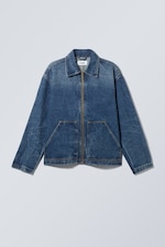 Blå æra - Løs workwear-jakke i denim - 0
