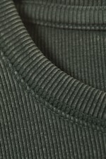 Dunkelgrün - Geripptes Longsleeve-Shirt - 4