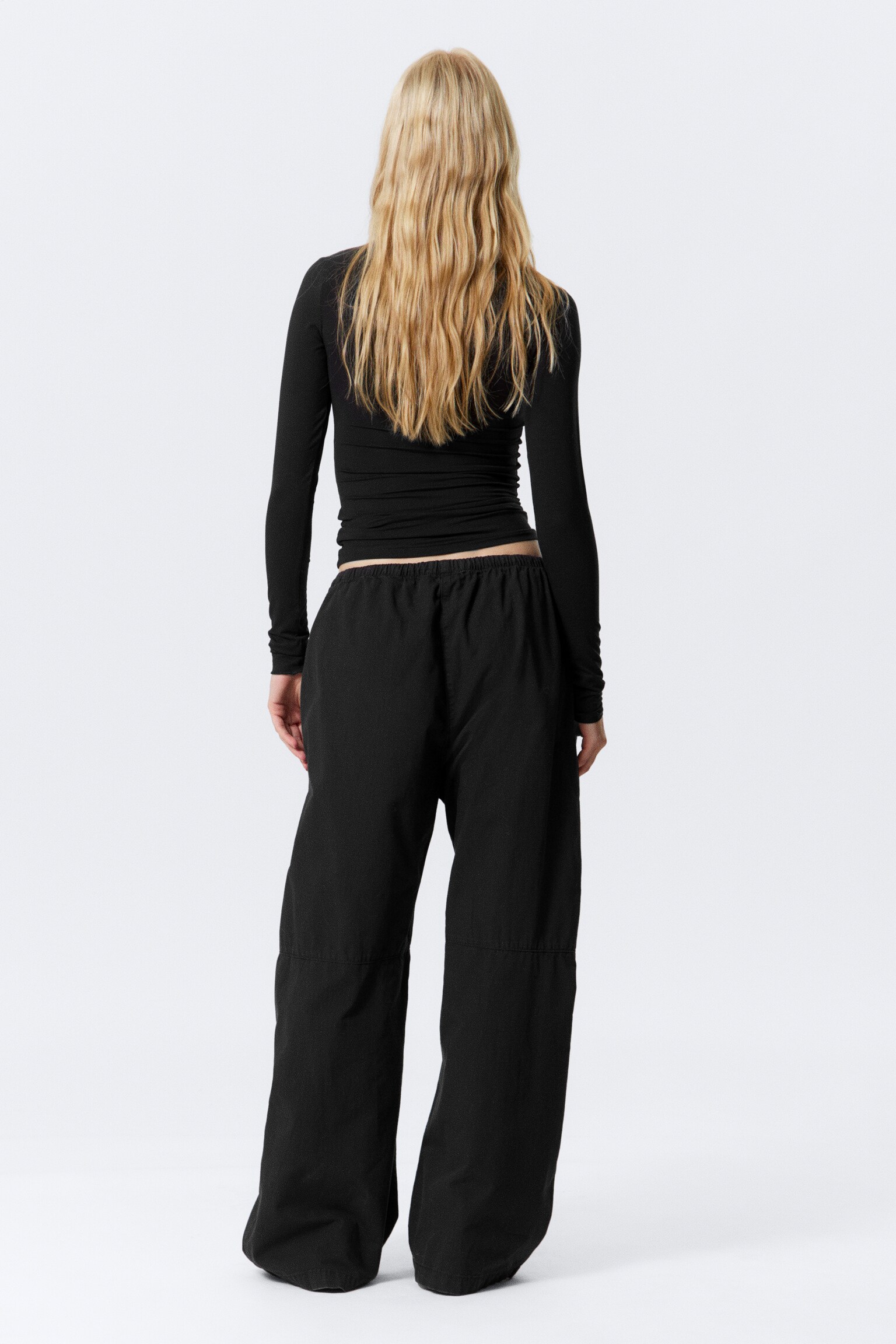 Loose Fit Washed Ripstop Trousers - Black/Light Beige - 4