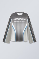 Dusty Grey Rush Exposure - Dara Oversized Printed Longsleeve Top - 0