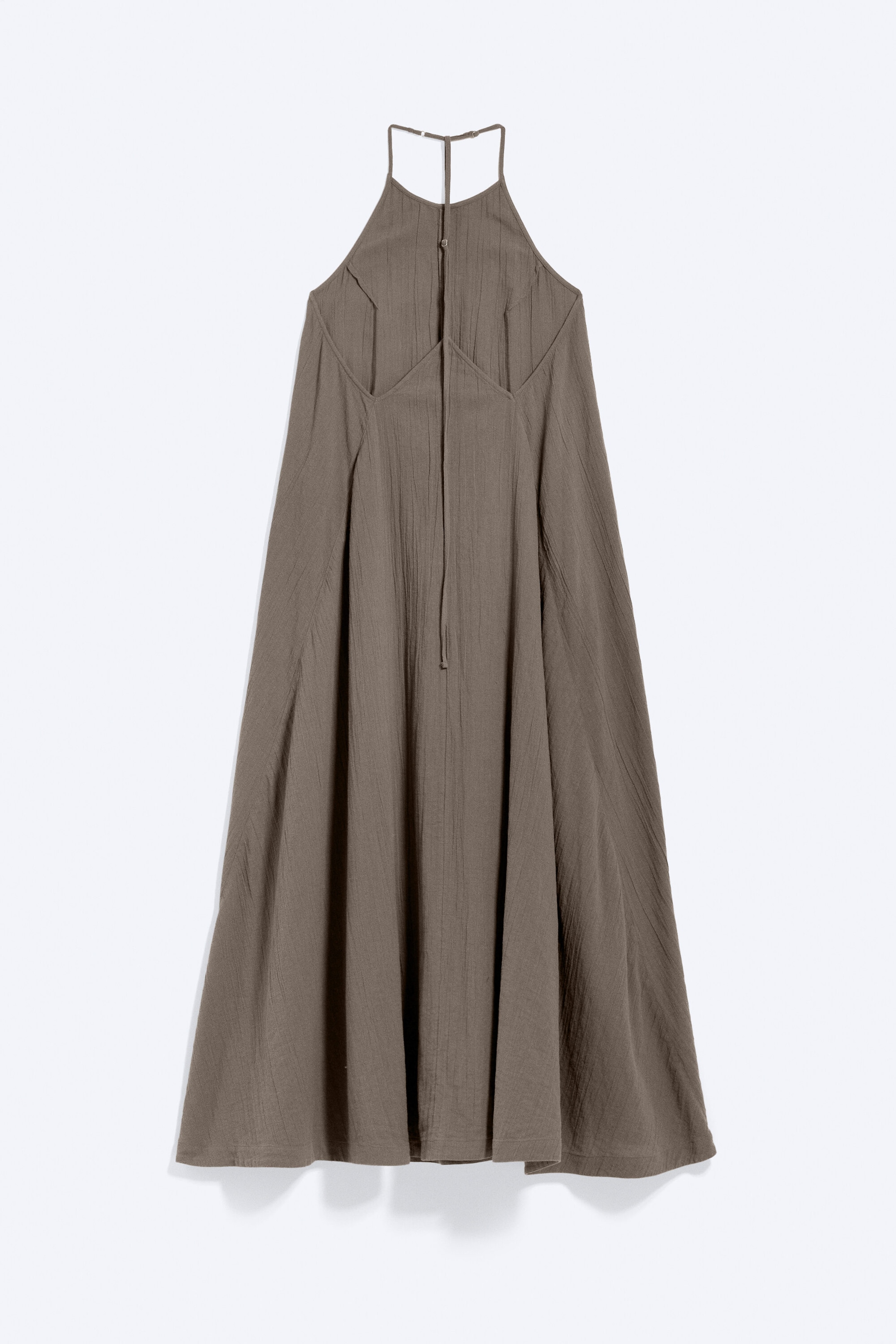 Dunkles Graubraun - Kleid mit Wasserfallausschnitt und A-Linie - 4