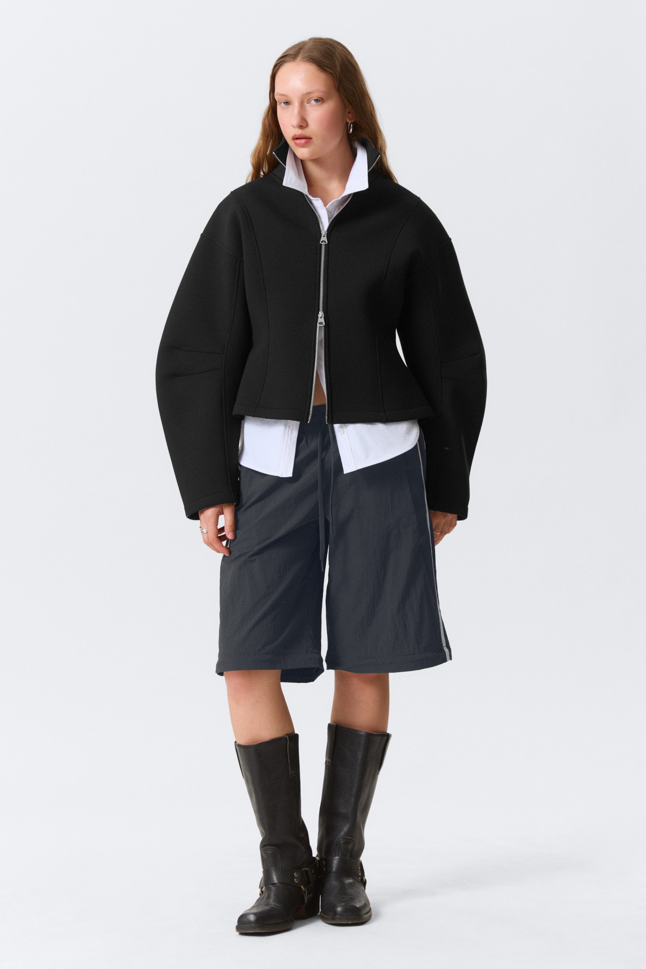 Black - Beige Stripe - Zip-off Nylon Track Trousers - 2