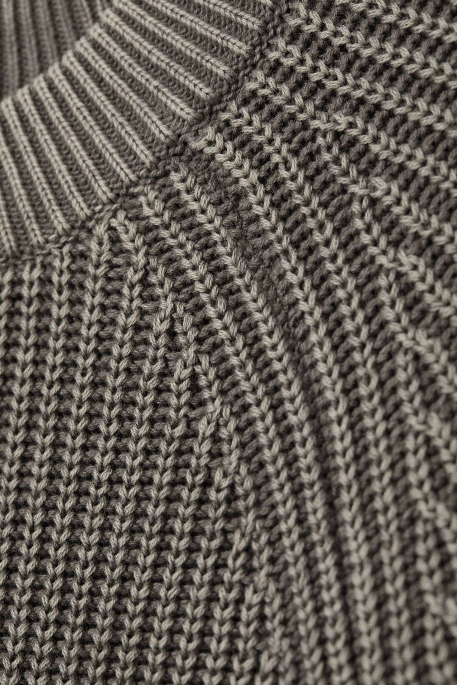 Volný pletený bavlněný svetr - Vymytá tmavě šedá melange - 4