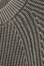 Washed Dark Grey Melange - Relaxed Knitted Cotton Sweater - 4