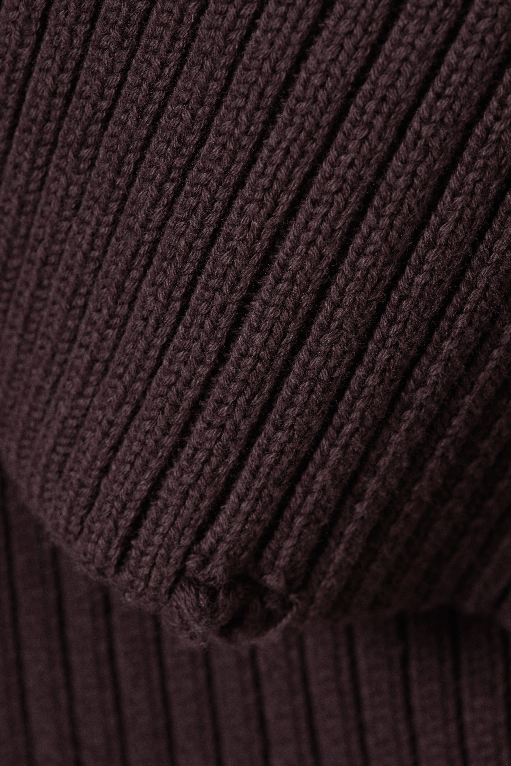 Dark Mauve - Loose Ribbed Cotton Sweater - 2