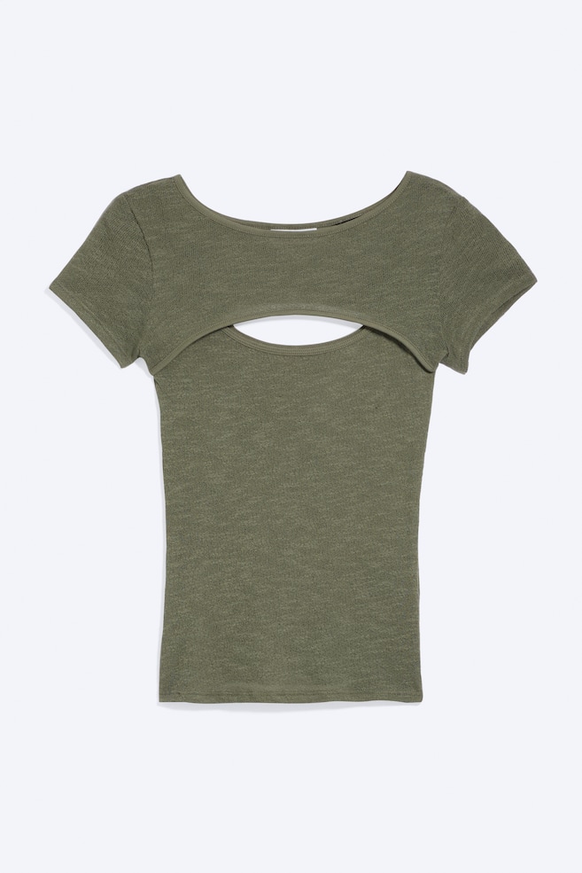 Layered Two-Piece Bolero Top - Dusty Khaki Green/Black/Striped Blue/Dark Grey/White - 1