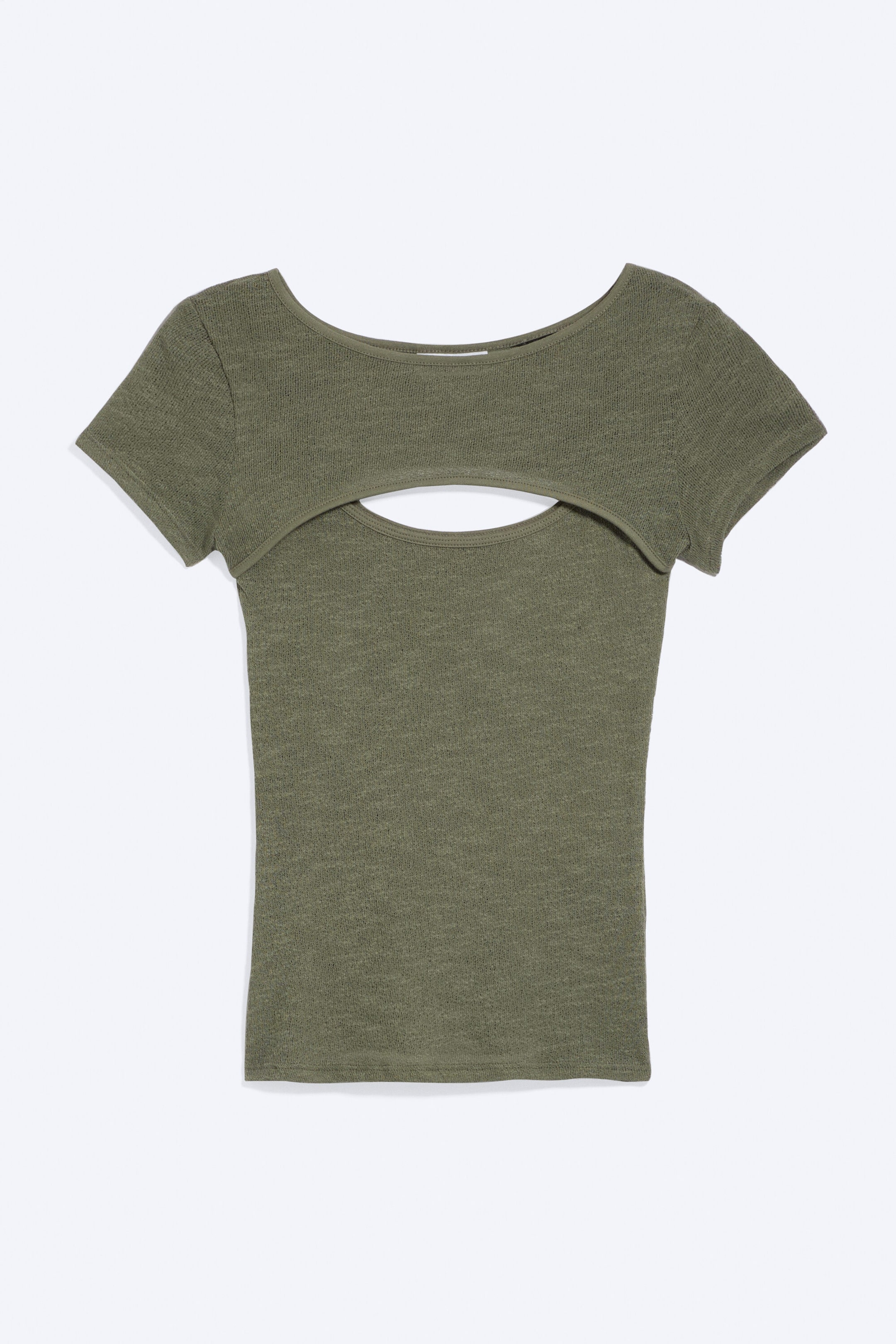 Dusty Khaki Green - Layered Two-Piece Bolero Top - 1