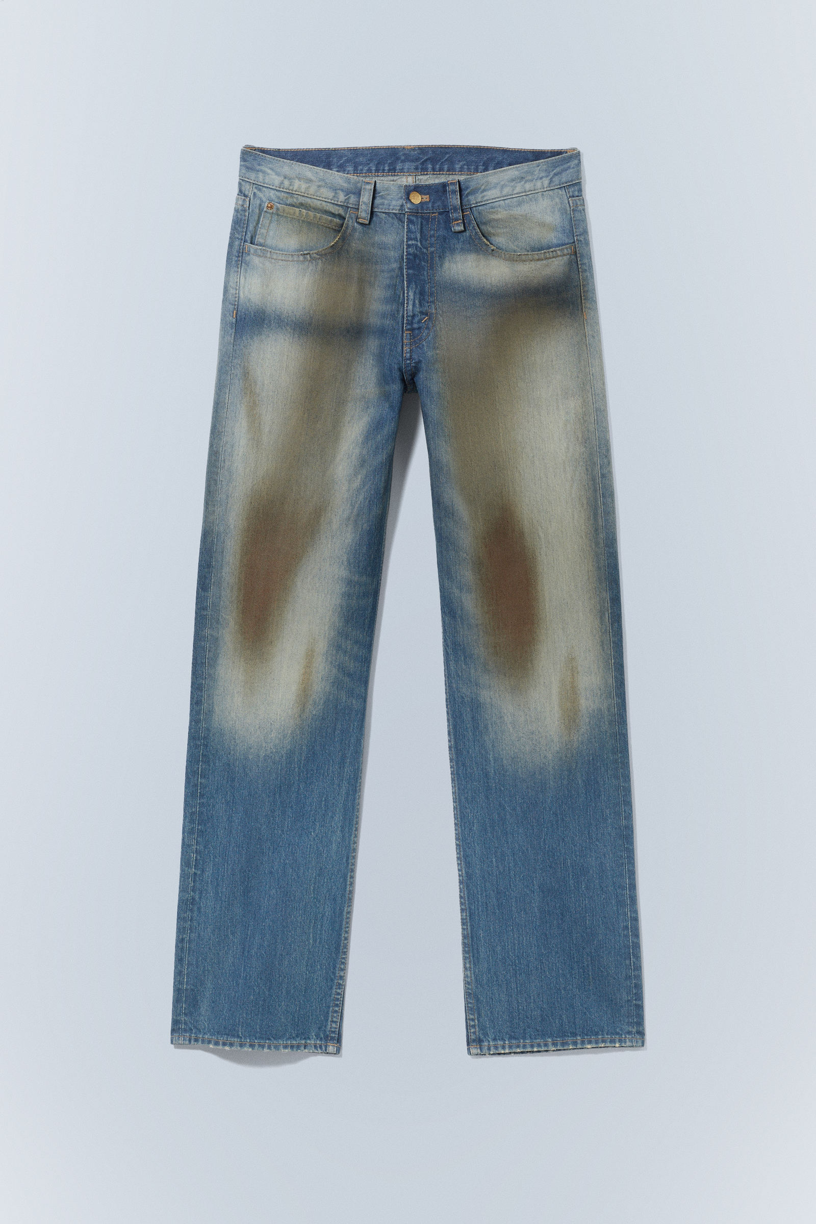 anti unisex low waist regular straight jeans - Grime Blue