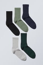 Grön Svart Grå Marinblå - 5-pack Sport Socks - 0