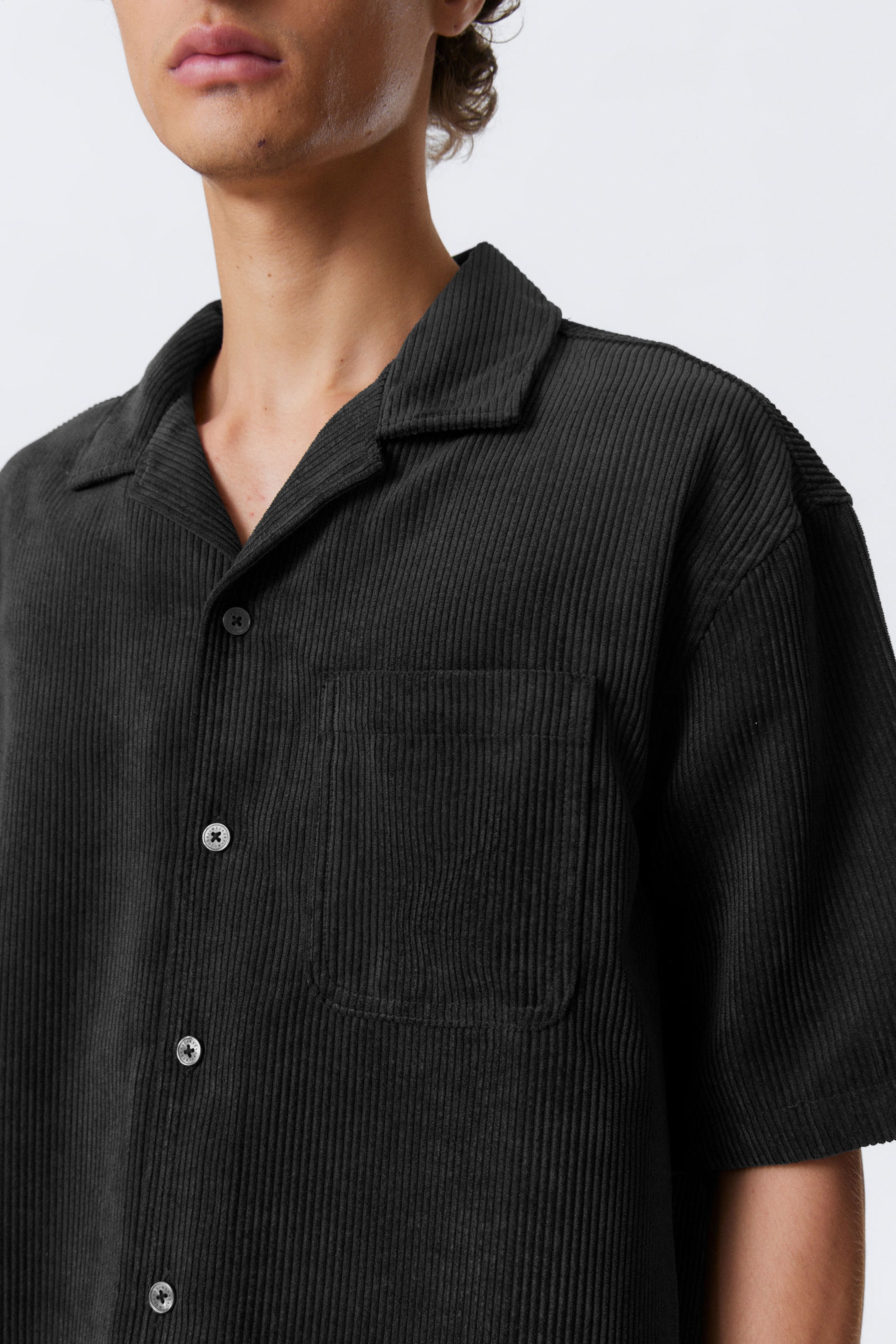 #272628 - Loose Short-Sleeved Corduroy Resort Shirt - 2