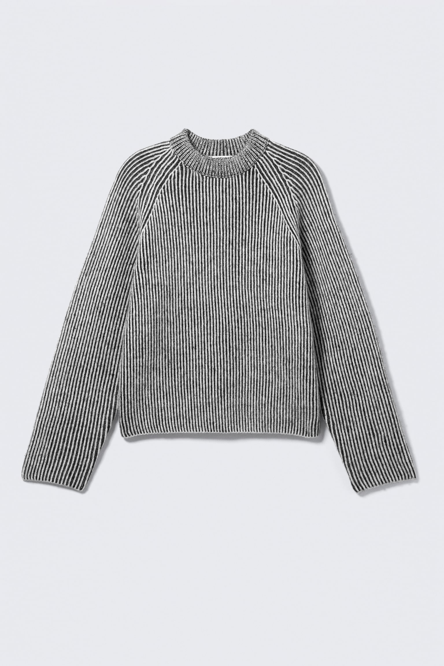Knitted Two-Tone Wool Blend Sweater - Two-tone Light Grey/Two-tone Dark Brown - 2