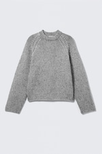 Gris clair bicolore - Pull bicolore en laine mélangée tricotée - 4