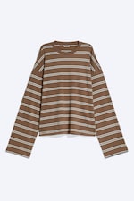 Brown/White Stripe - Long-Sleeved Cotton T-shirt - 3
