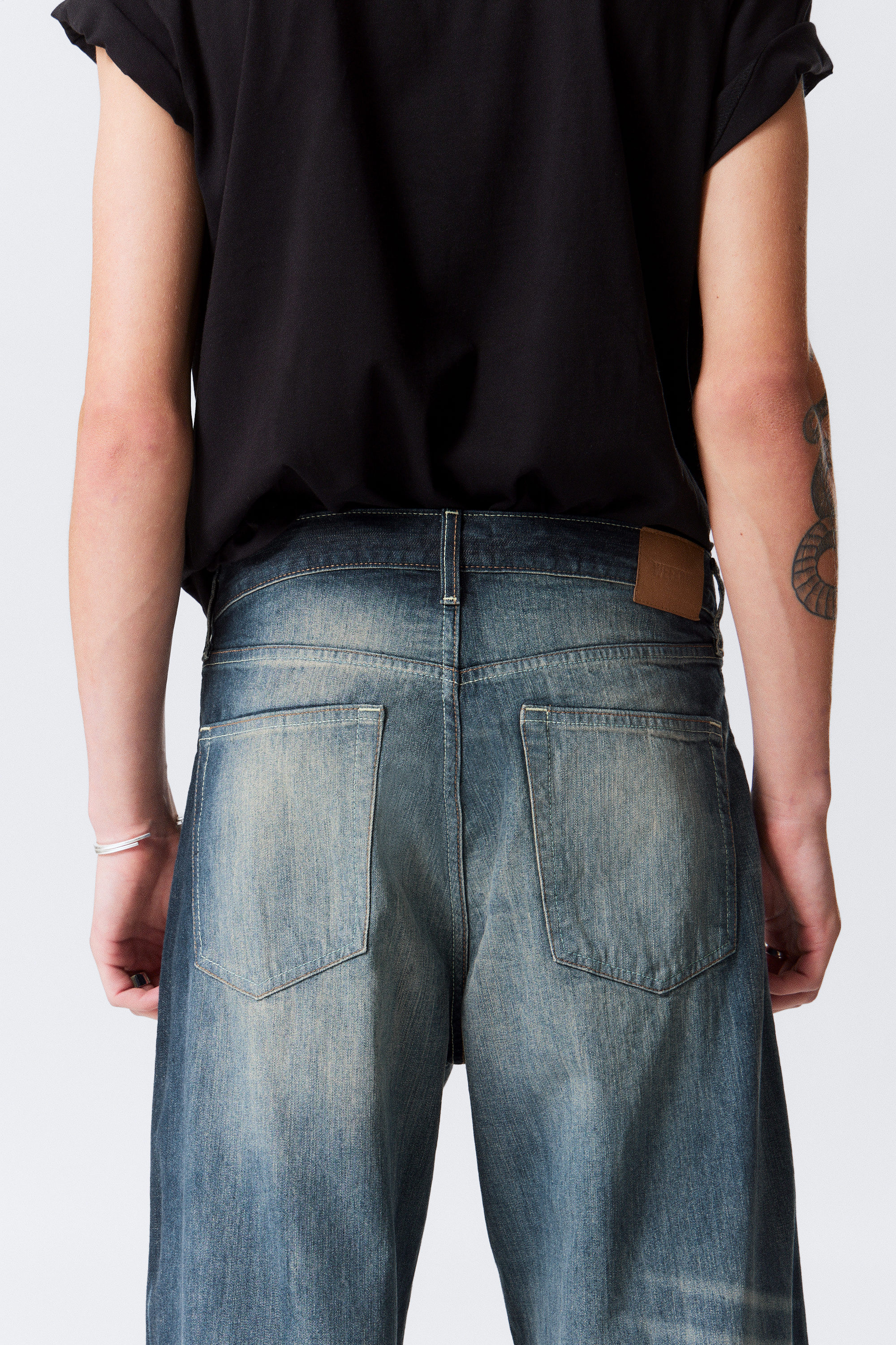 Laser Board Blue - Medium Blue - Solar Loose Wide Leg Unisex Jeans - 9