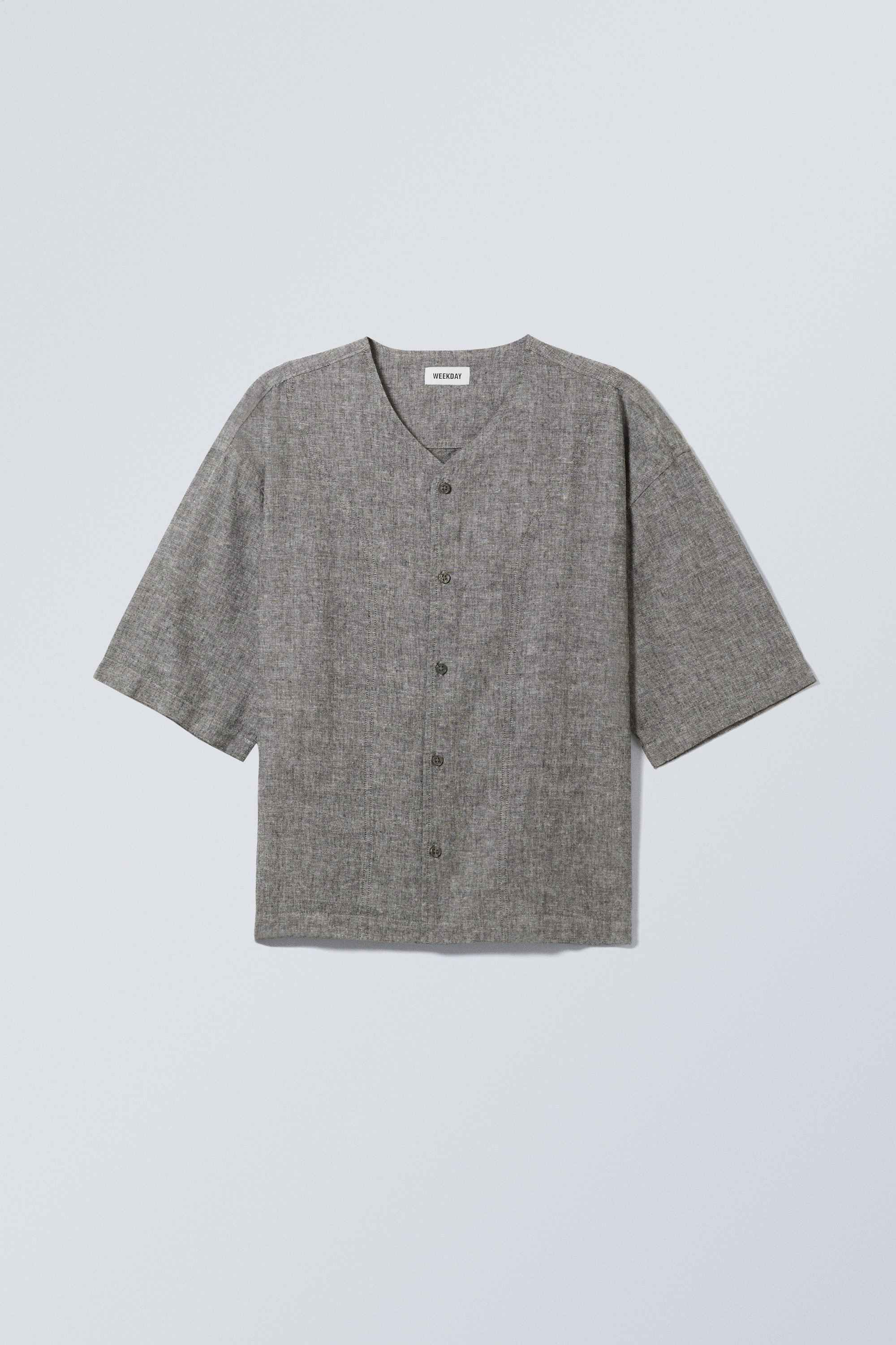 oversized linen blend baseball shirt - Dark Grey | Weekday GB oversized linen blend baseball shirt - Dark Grey | Weekday GB