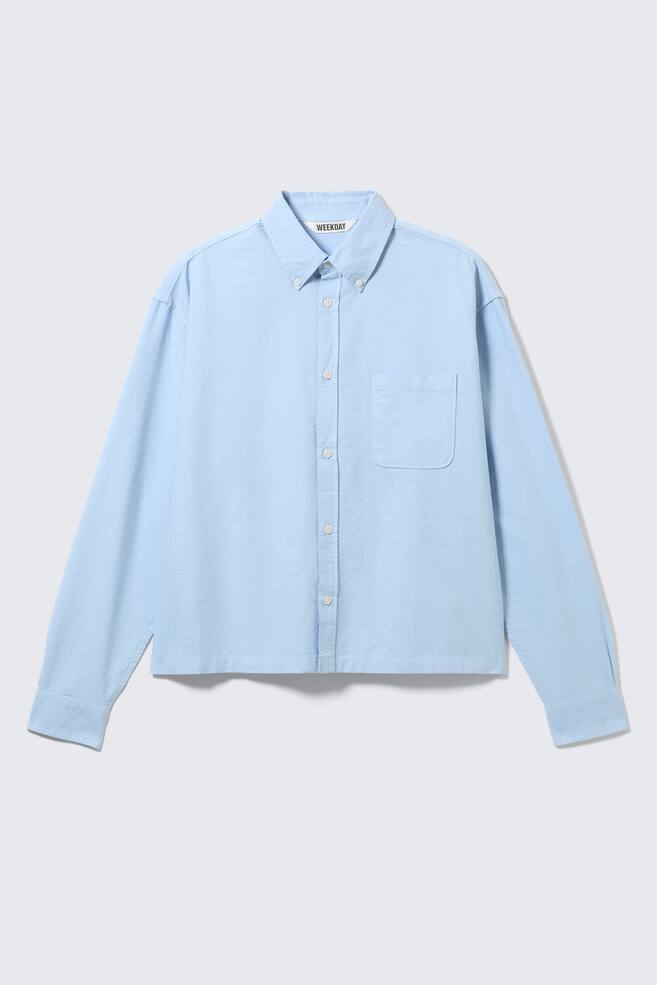 Boxy Long-Sleeved Oxford Shirt - Light Blue - 1