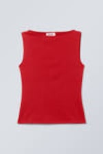 Red - Annie Sleeveless Boat-Neck Top - 3