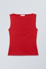 Red - Annie Sleeveless Boat-Neck Top - 0