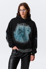 Schwarz - Drache - Quadratischer Graphic-Hoodie mit lockerer Passform - 0