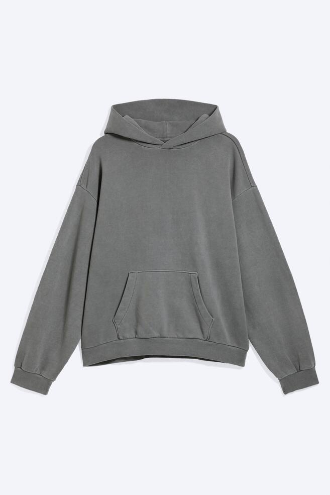 Sudadera con capucha de algodón grueso - Gris lavado/Negro - 1