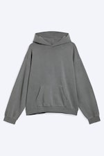 Tvättad Grå - Ledig Hoodie i kraftig bomull - 3