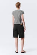 Striped Grey - Tie-Front V-neck Cotton Blouse - 3