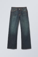 Swamp Blue - Ample Low Waist Loose Wide Jeans - 0