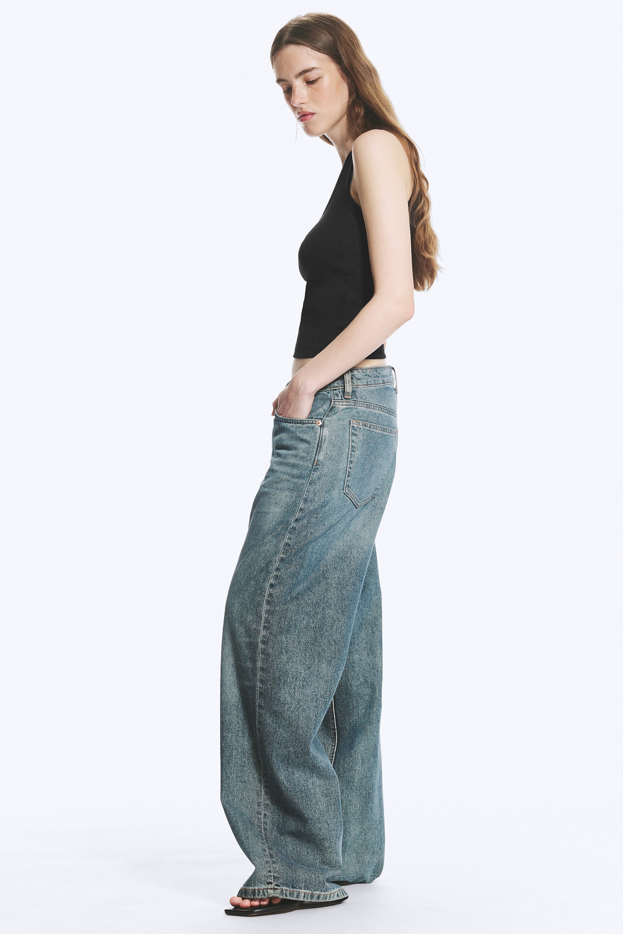 Grid Blue - Hellblau - Missy Low Waist Loose Straight Jeans - 2