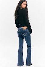 Medusa Blue - Dark Blue - Low Rise Regular Bootcut Leg Jeans - 3