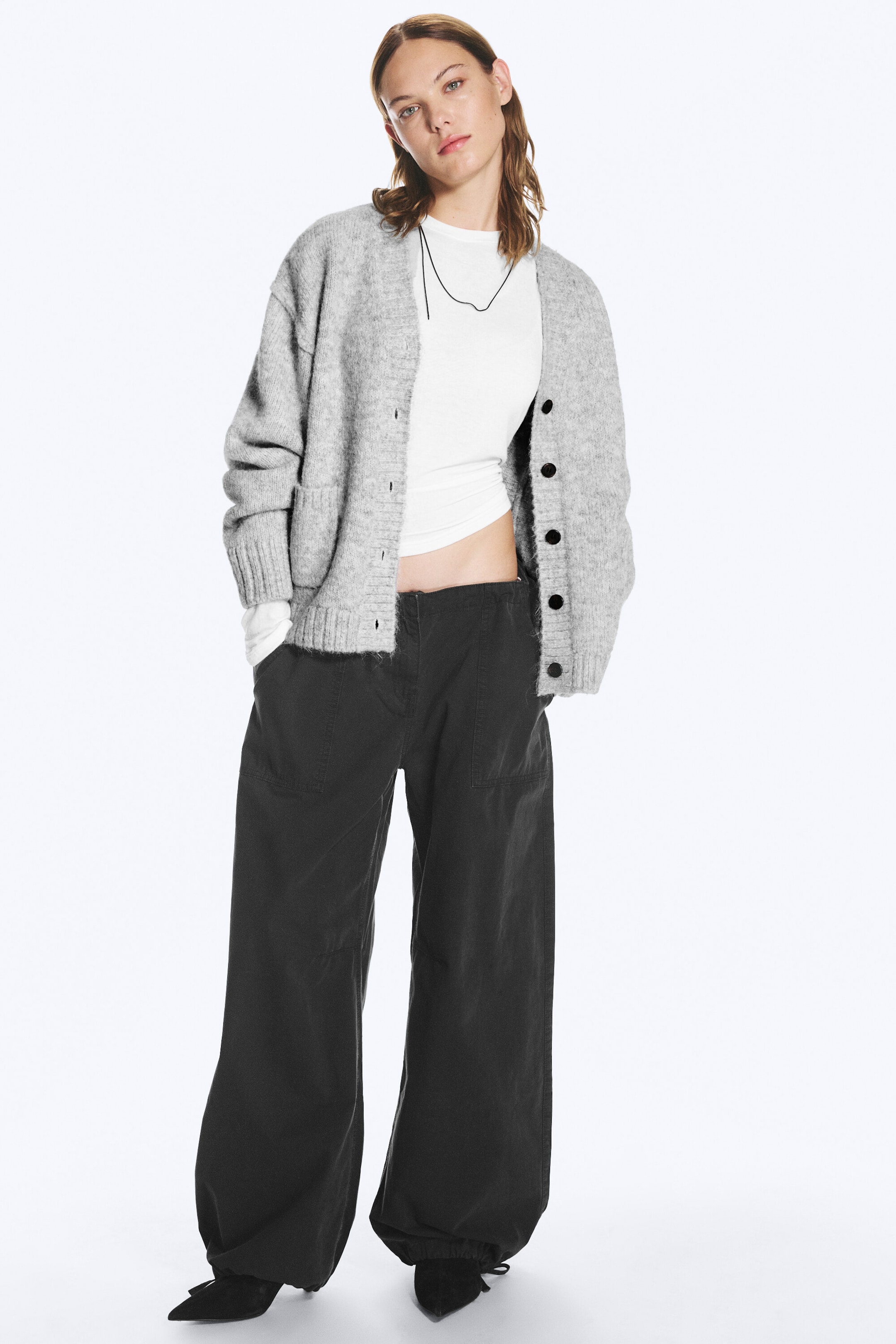 Gris chiné - Gilet Loose Fit à encolure en V - 2
