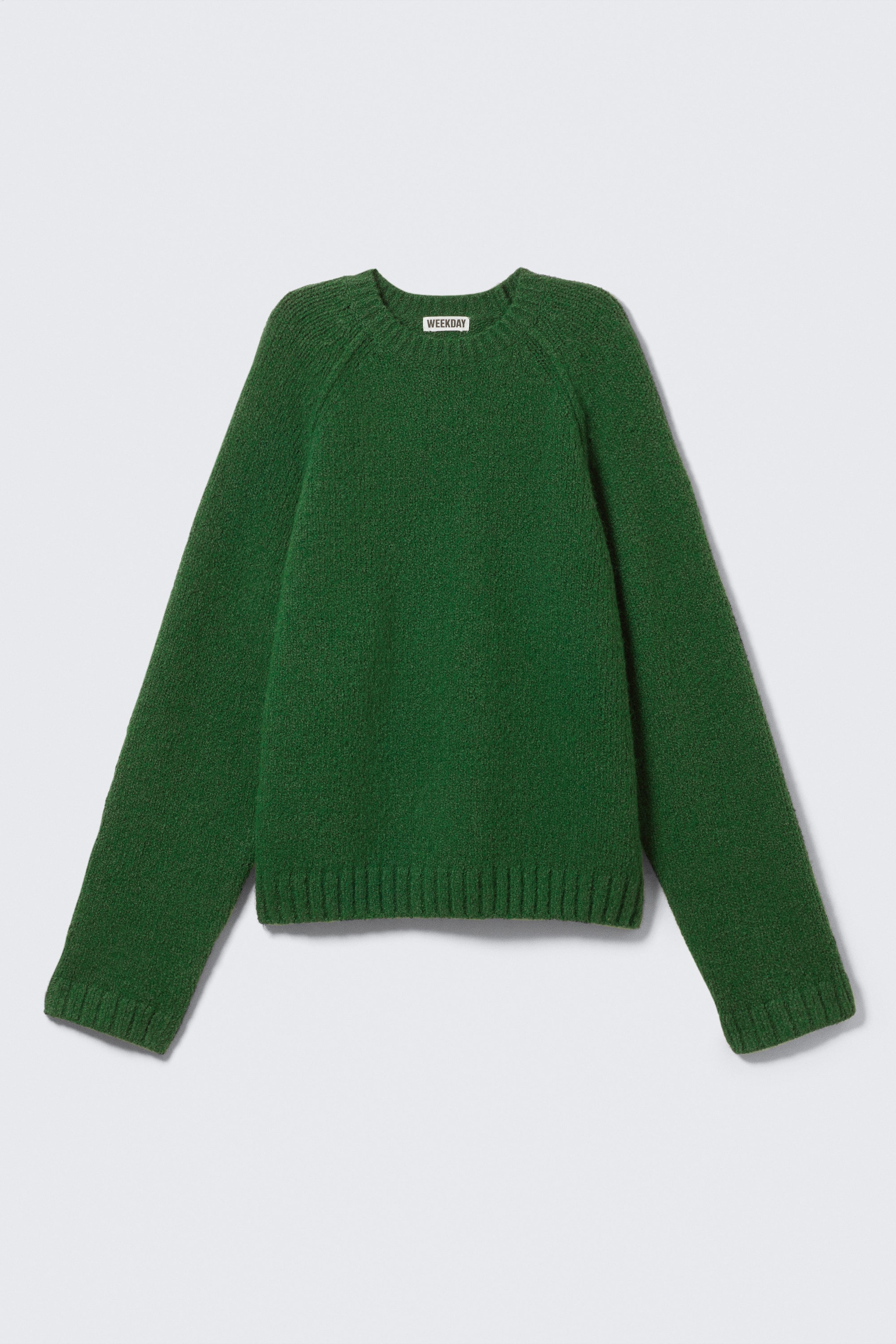 Dunkelgrün - Locker gestrickter Raglanpullover - 1