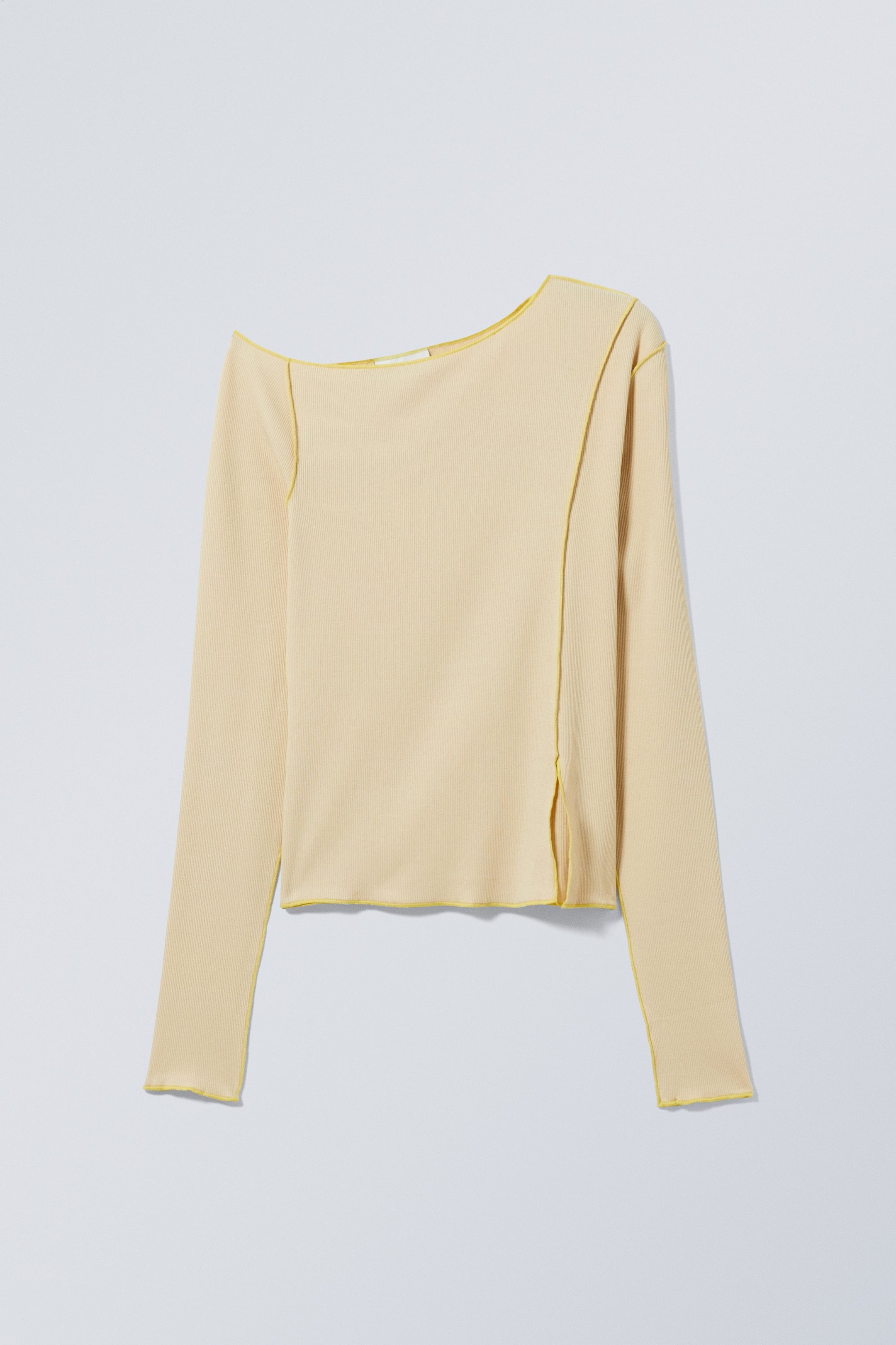 Beige - Langarmtop mit Randnaht - 0