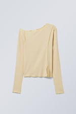 Beige - Langarmtop mit Randnaht - 0
