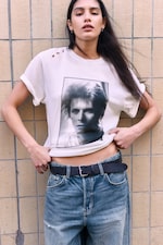White - Bowie trashed slub tee - 3
