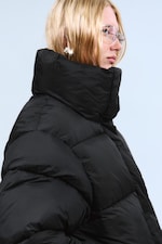 Black - Short Oversized Puffer Jacket - 4