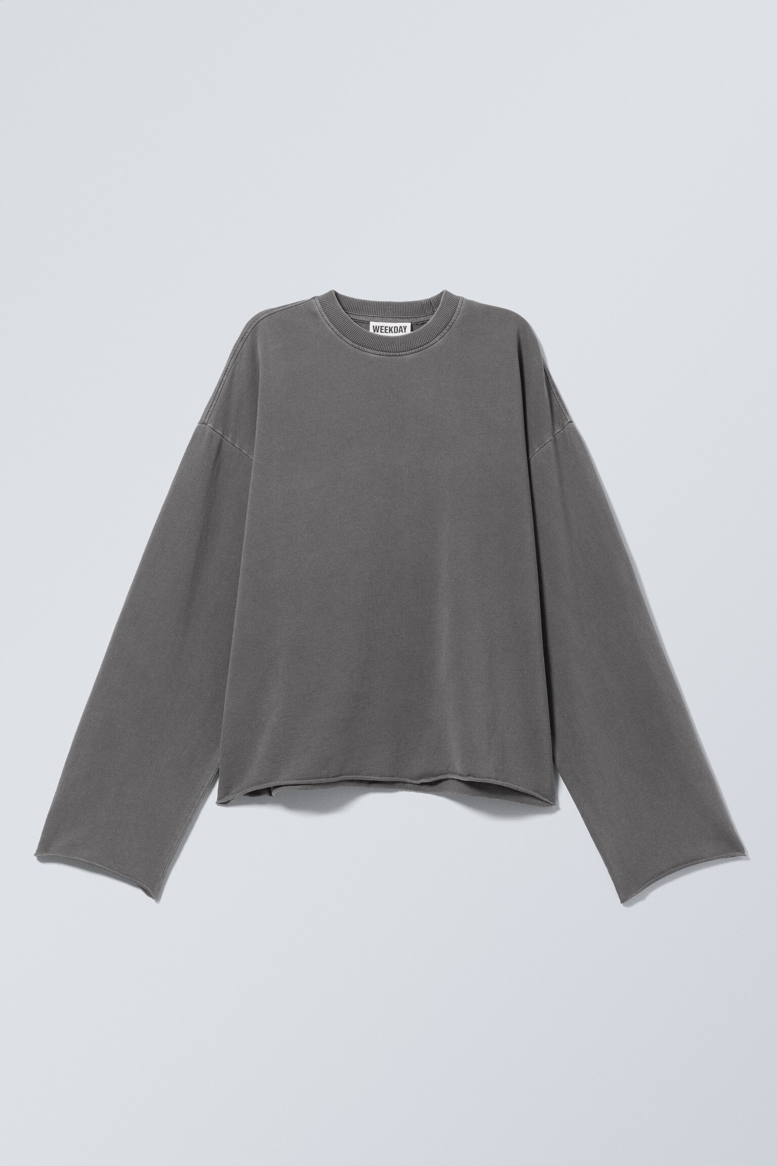 Oversize-Longsleeve aus Baumwolle - Off-black/Verwaschenes dunkles Khaki