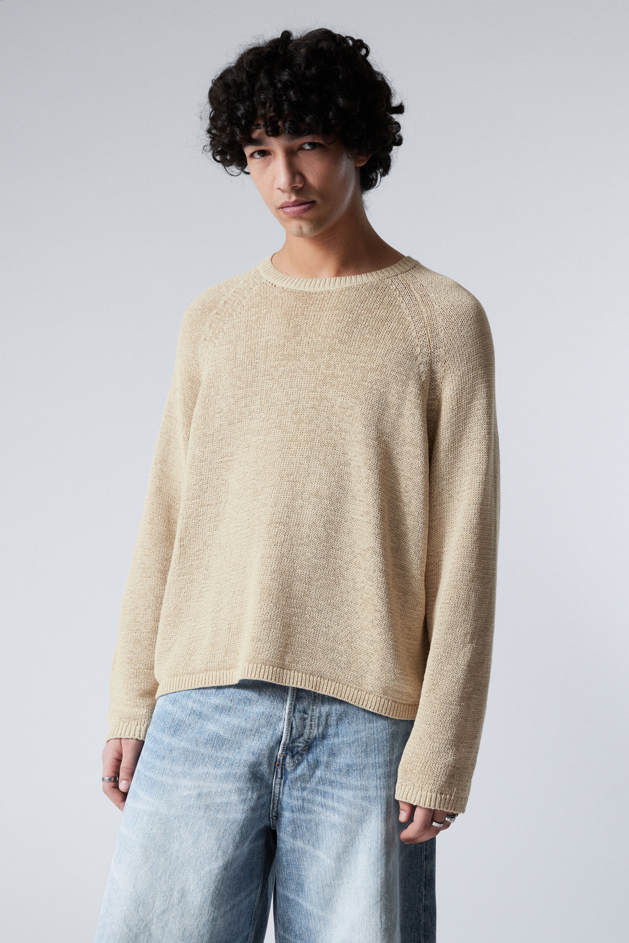 #C9C2B0 - Relaxed Raglan-Sleeved Knitted Sweater - 1