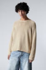 Beige - Relaxed Raglan-Sleeved Knitted Sweater - 0