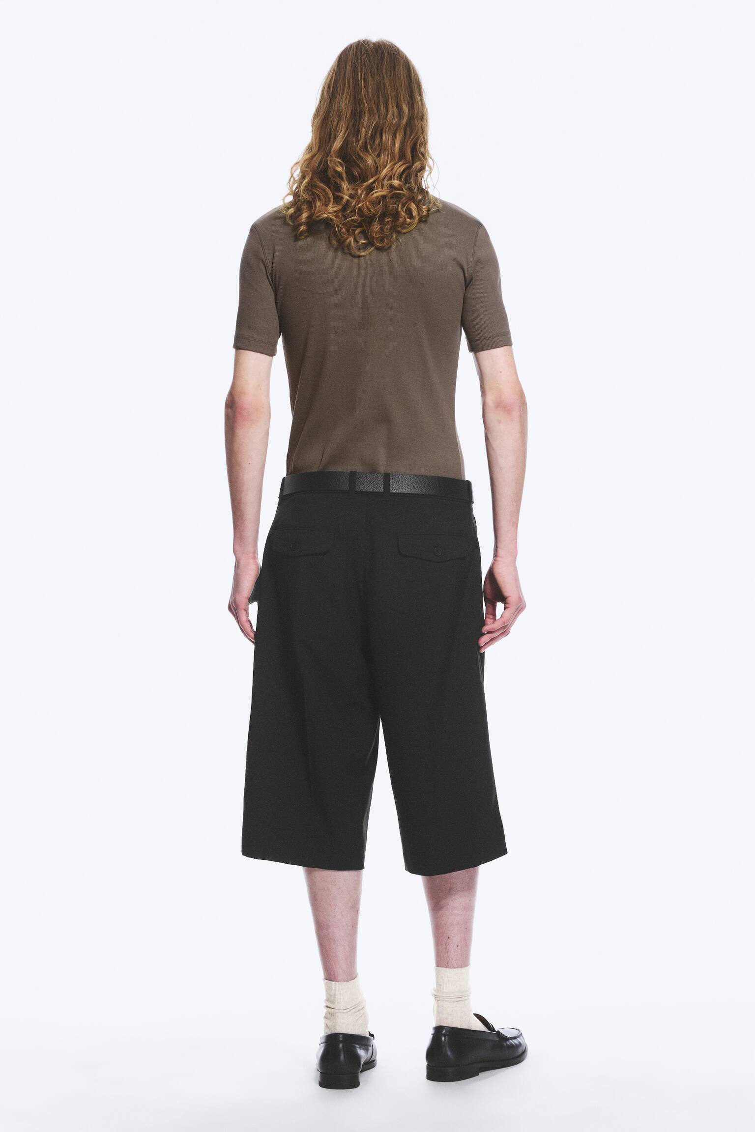 Σορτς Κοστουμιού Χαμηλής Μέσης, Χαλαρή Γραμμή - Μαύρο - 3