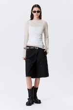 Beige clair - Haut transparent asymétrique à col bateau - 0