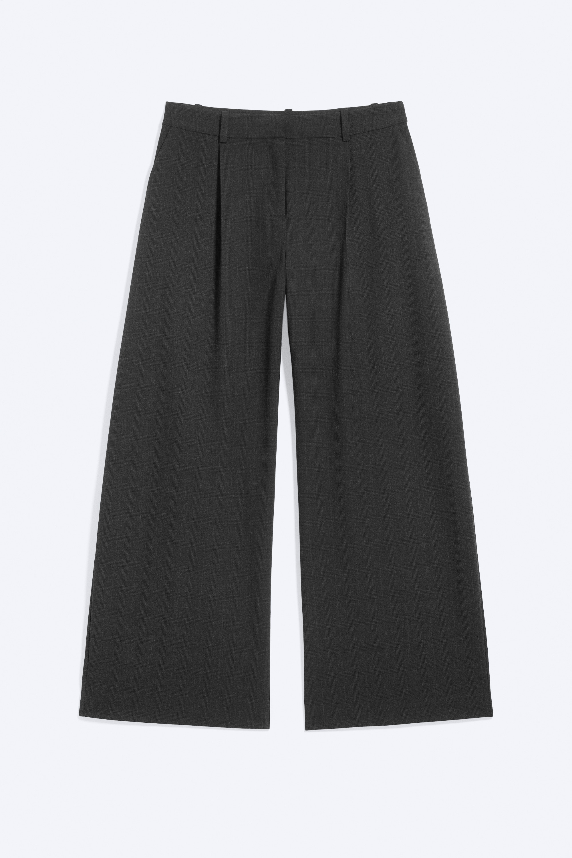 Low Waist Wide Suiting Trousers - Kockás sötétszürke/Black/Sötétszürke - Tűsávos